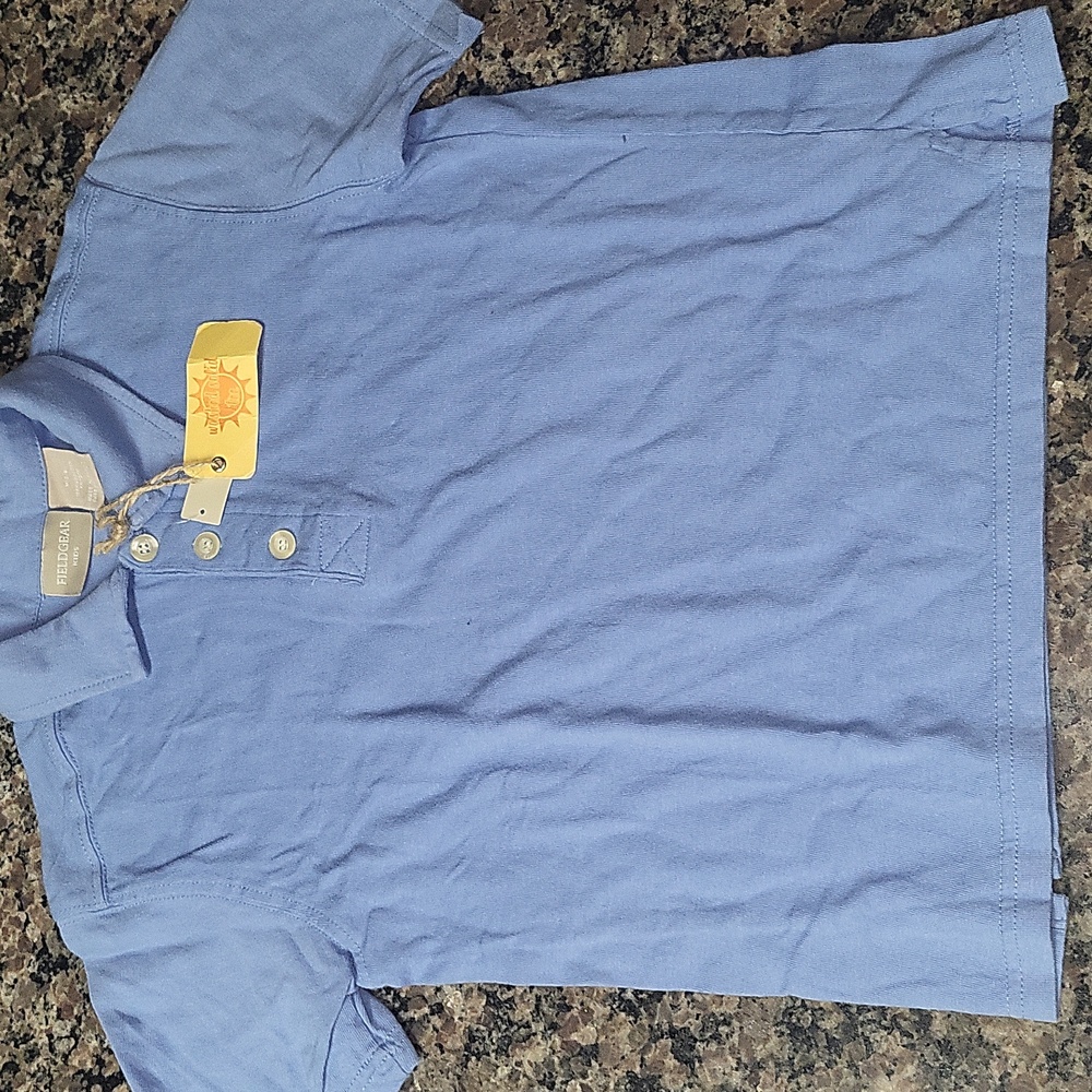 Field Gear NWT bys size medium 5/6 medium blue polo shirt short sleeved cotton